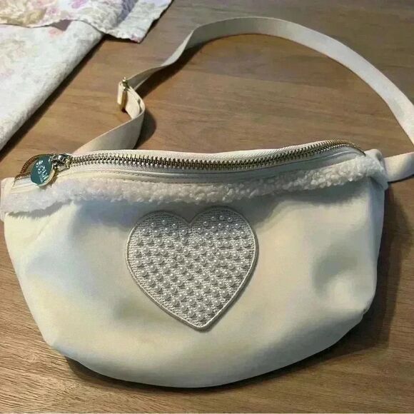 Stoney Clover Lane Handbags - Stoney Clover Lane Jumbo Fanny Sherpa Sand with Heart Patch